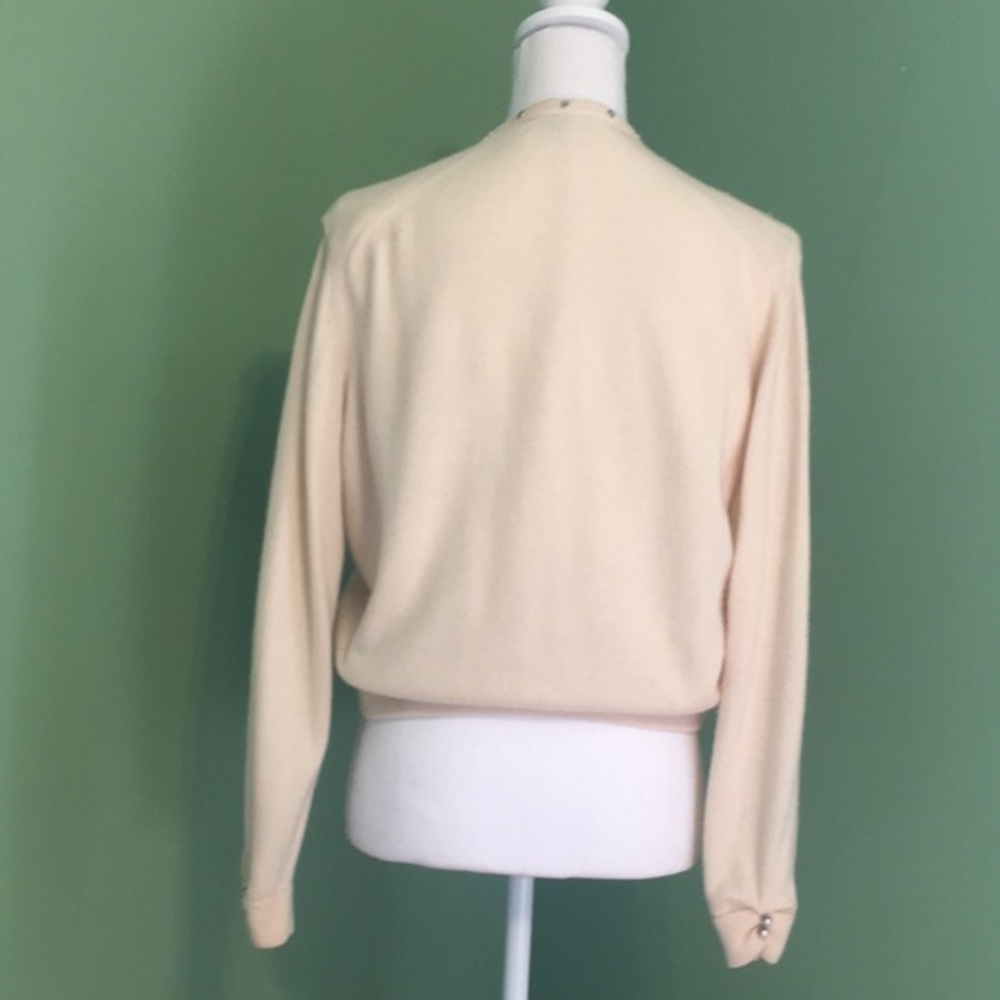 Vintage CASHMERE BY MORITZ cream‎ cardigan sweater - Picture 6 of 10